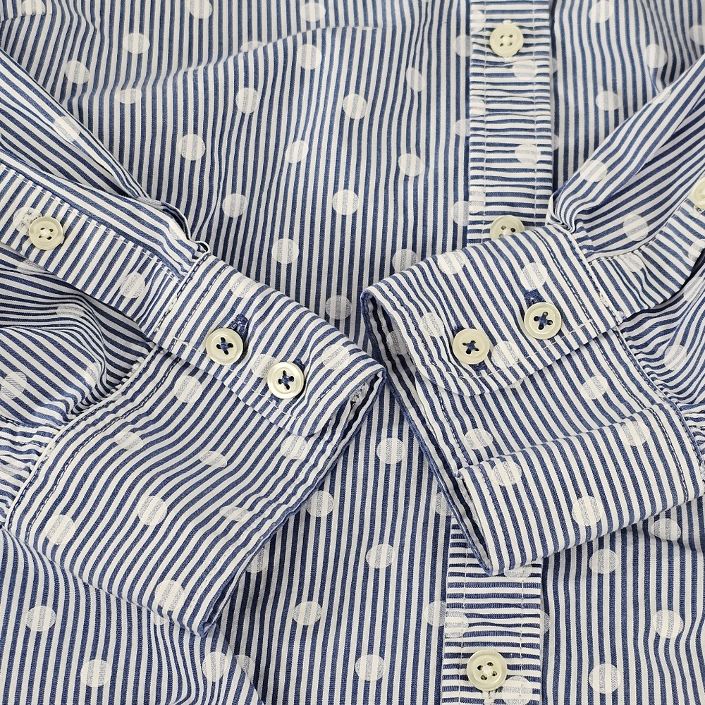 TALBOTS Striped Polka-dot Button-Down Shirt - Picture 8 of 13